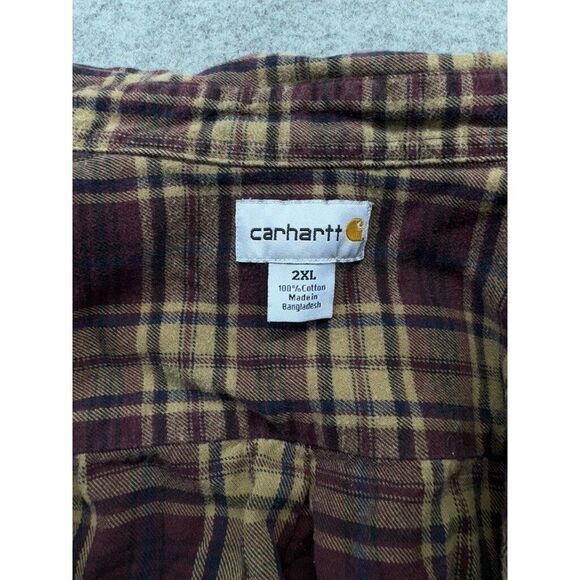 Carhartt Plaid Mens Button Down Long Sleeve Shirt Size XXL 2XL 100124‎ PRT - Picture 2 of 9